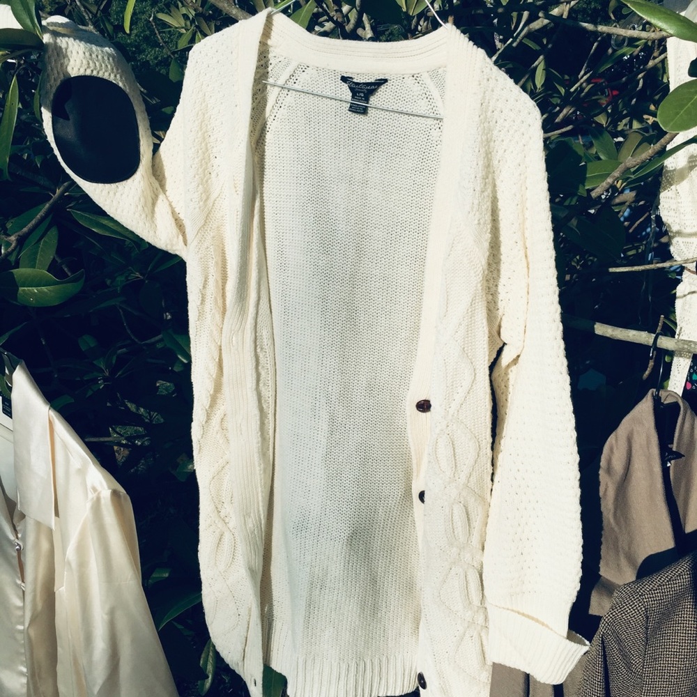90s Cream Cardi with Elbow Patch